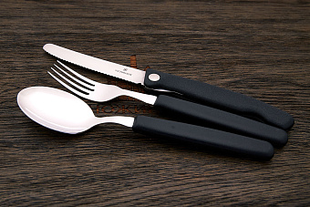 Набор Victorinox из 3-х предметов (нож, вилка, ложка), черный