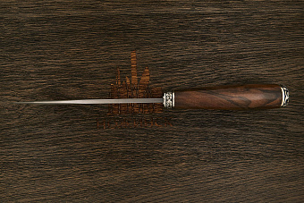 Разделочный нож Игоря Пампуха Модель 007, клинок 145мм, булат легированный, рукоять корень ореха