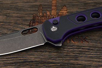 Нож складной QSP Unicorn, клинок 83мм, сталь Sandvik 14C28N, рукоять микарта чёрно-фиолетовая