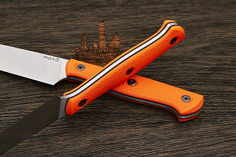 Нож кухонный MOYO Аппарель универсальный 135мм, сталь AR-RPM9, рукоять G10-extra оранжевый