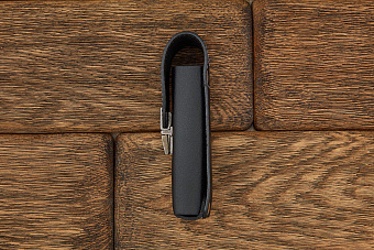 Чехол на ремень кожаный черный, модель 0823