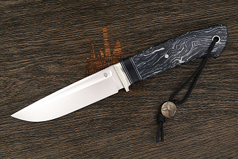 Нож разделочный Геннадия Дедюхина Универсал, клинок 132мм, сталь M398, рукоять микарта чёрно-белая