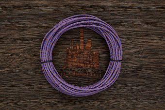 Кожаный плетеный шнурок 3,0мм (фиолетовый, торец бежевый), кратно 1м