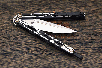 Нож балисонг Reptilian Киборг, модель 02Z, сталь D2, рукоять сталь