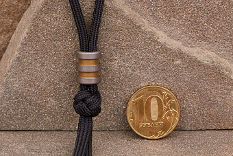 Титановая бусина на темляк «Резьба»  желтый