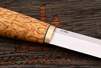 Финский нож Сергея Никитина, сталь Х12МФ, рукоять карельская береза