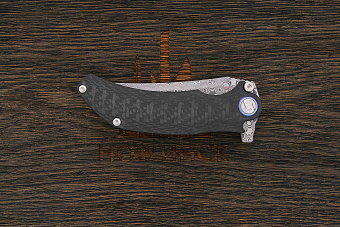 Нож складной Artisan Tacit, клинок 86мм, дамаск нержавеющий, рукоять карбон/титан