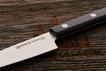 Нож кухонный Samura овощной 100мм, сталь AUS-8, рукоять пластик черный
