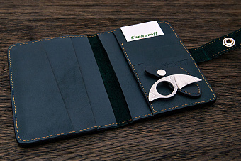 Обложка для паспорта и автодокументов с ножом зеленая