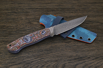 Нож туристический Lizard knives, клинок 130мм, сталь AUS-10Co, рукоять микарта, ножны сине-голубые