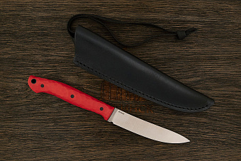 Нож туристический Мастерской Тать Горностай, клинок 105мм, сталь Elmax, рукоять G10 красный 3D