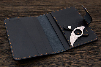 Обложка для паспорта и автодокументов с ножом черная