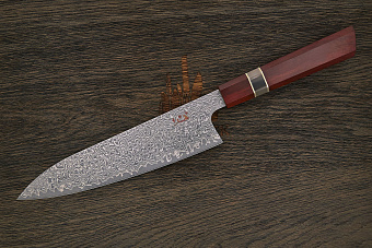 Нож кухонный Xin гранд шеф 225мм, сталь VG-10 в обкладках из дамаска, рукоять палисандр