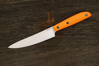 Нож кухонный MOYO Геликон универсальный 155мм, сталь AR-RPM9, рукоять G10-extra оранжевый