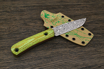 Нож туристический Lizard knives, клинок 95мм, сталь Х12МФ, рукоять микарта, ножны бежево-зелёные