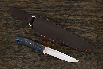 Нож разделочный Геннадия Дедюхина Универсал, клинок 132мм, сталь N690, рукоять микарта черно-синий