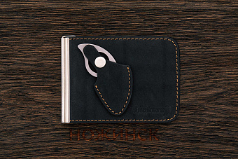 Кошелек с зажимом для денег и ножом черный