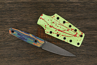 Нож туристический Lizard knives, клинок 100мм, сталь D2, рукоять Crazyfiber, ножны зелёно-красные