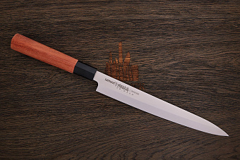 Нож кухонный Samura янагиба традиционный японский 240мм, сталь AUS-8, рукоять дерево