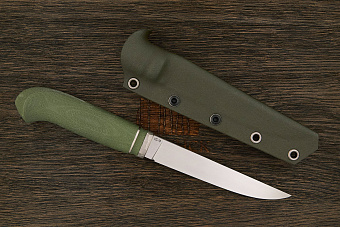Нож туристический Алексея Артемьева Технофинка, сталь VG-10, рукоять микарта зеленая