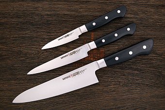 Поварская тройка Samura из 3-х ножей в подарочной коробке, сталь AUS-8, рукоять G10