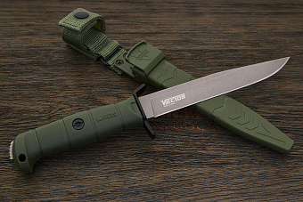 Нож тактический Kizlyar Supreme Vector, клинок 160мм, сталь 420НС, рукоять кратон оливковый