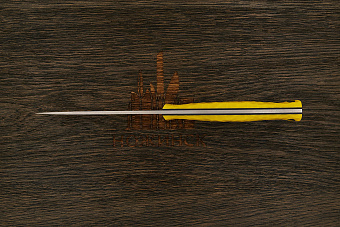 Нож туристический Мастерской Тать Горностай, клинок 105мм, сталь Elmax, рукоять G10 желтый 3D