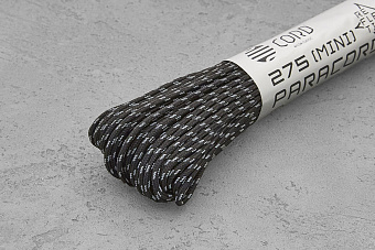 Паракорд 275 светоотражающий "Black ref", 1 метр