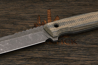 Нож тактический Нож с Котом Тир, клинок 108мм, сталь AUS-10Co, рукоять микарта песочно-чёрная