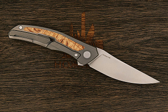 Складной нож Shirogorov knives Quantum Ursus, сталь Cromax PM, рукоять титан/к.береза