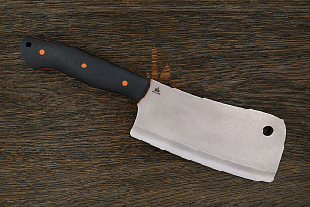 Топорик кухонный Мастерской Тать 160мм, сталь 50Х14МФ, G-10 черный (оранжевый спейсер)
