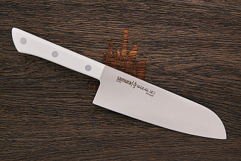 Нож кухонный Samura сантоку 175мм, сталь AUS-8, рукоять пластик белый