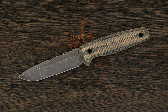 Нож тактический Нож с Котом Тир, клинок 108мм, сталь AUS-10Co, рукоять микарта песочно-чёрная