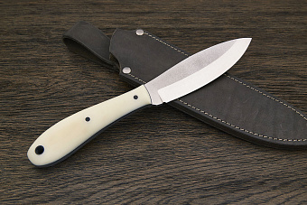 Нож канадский Мастерской Тать Барсук, клинок 124мм, сталь Elmax, рукоять микарта белая