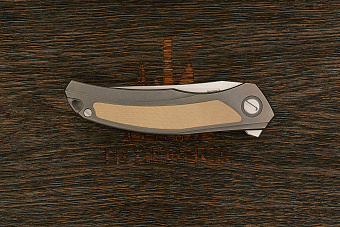 Складной нож Shirogorov knives Quantum Ursus, сталь Cromax, рукоять титан/G10 бежевый