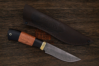 Нож туристический Эльбрус Ястреб, клинок 130мм, дамаск