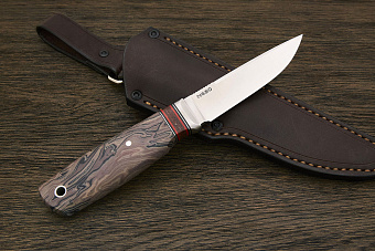 Нож туристический Геннадия Дедюхина Финка Томми, клинок 110мм, сталь N690, рукоять микарта коричн