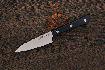 Нож кухонный Samura овощной 100мм, сталь AUS-8, рукоять пластик черный