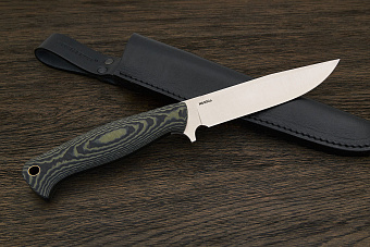 Разделочный нож Сергея Никитина Леший, сталь N690, рукоять G-10 черно-зеленый