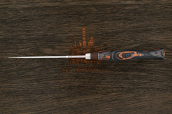 Нож разделочный Геннадия Дедюхина Универсал, клинок 132мм, сталь N690, рукоять микарта черно-оранж.