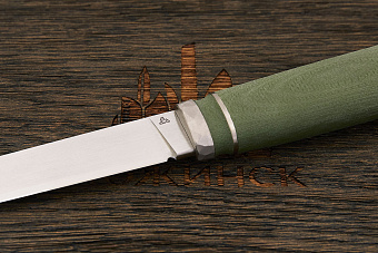 Нож туристический Алексея Артемьева Технофинка, сталь VG-10, рукоять микарта зеленая