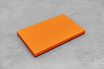 Микарта, плашка 130x80x8(+)мм, оранжевый неон с чёрным спейсером 1,5мм