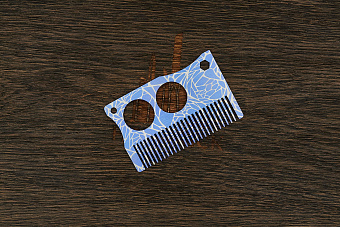 Расческа для бороды Pi22 титановая Т02 синяя