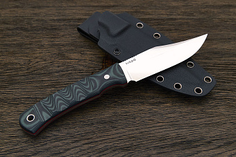 Нож туристический Геннадия Дедюхина Балем, клинок 120мм, сталь N690, рукоять микарта черно-серая