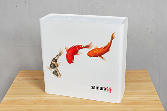 Универсальная браш-подставка Samura для ножей до 220мм, модель KBH-101, белый/рыбы