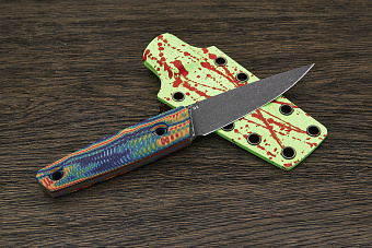 Нож туристический Lizard knives, клинок 100мм, сталь D2, рукоять Crazyfiber, ножны зелёно-красные