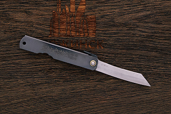 Складной нож хигоноками Warikomi, клинок 80мм, сталь SK-5, рукоять сталь черная