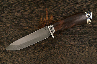 Разделочный нож Игоря Пампуха Модель 083, клинок 140мм, булат легированный, рукоять орех стабил.