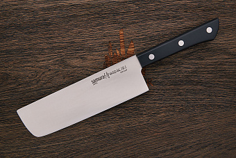 Нож кухонный Samura накири традиционный японский 161мм, сталь AUS-8, рукоять пластик черный