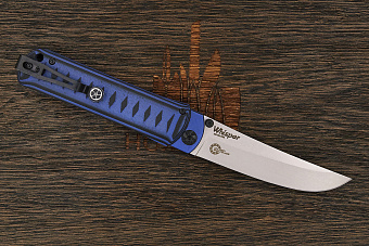 Нож складной Kizlyar Supreme Whisper, клинок 96мм, сталь AUS10Co, рукоять G10 чёрно-синий